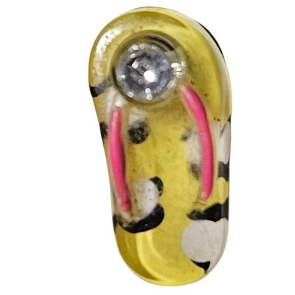 Tiny Rhinestone Yellow Flip Flop Stud Earrings Summer Vacation Beach Core Women - Picture 2 of 4